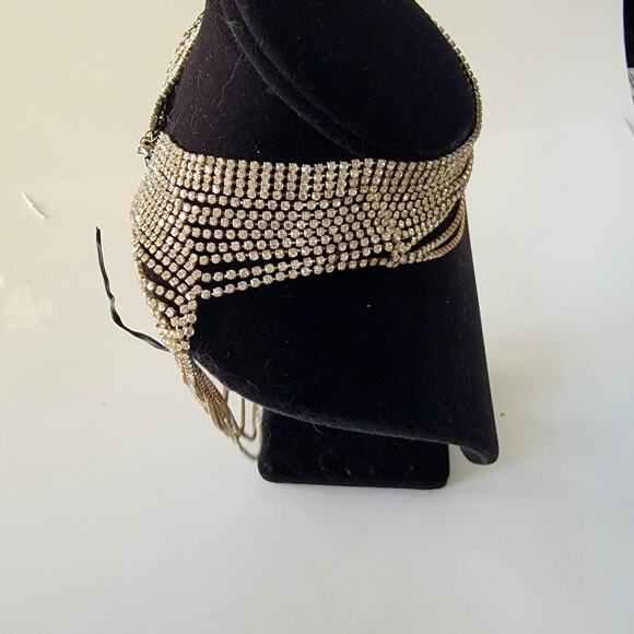 Sparkling Vintage Rhinestone Choker Necklace Multi-Strand Statement Evening Wear - Picture 3 of 10